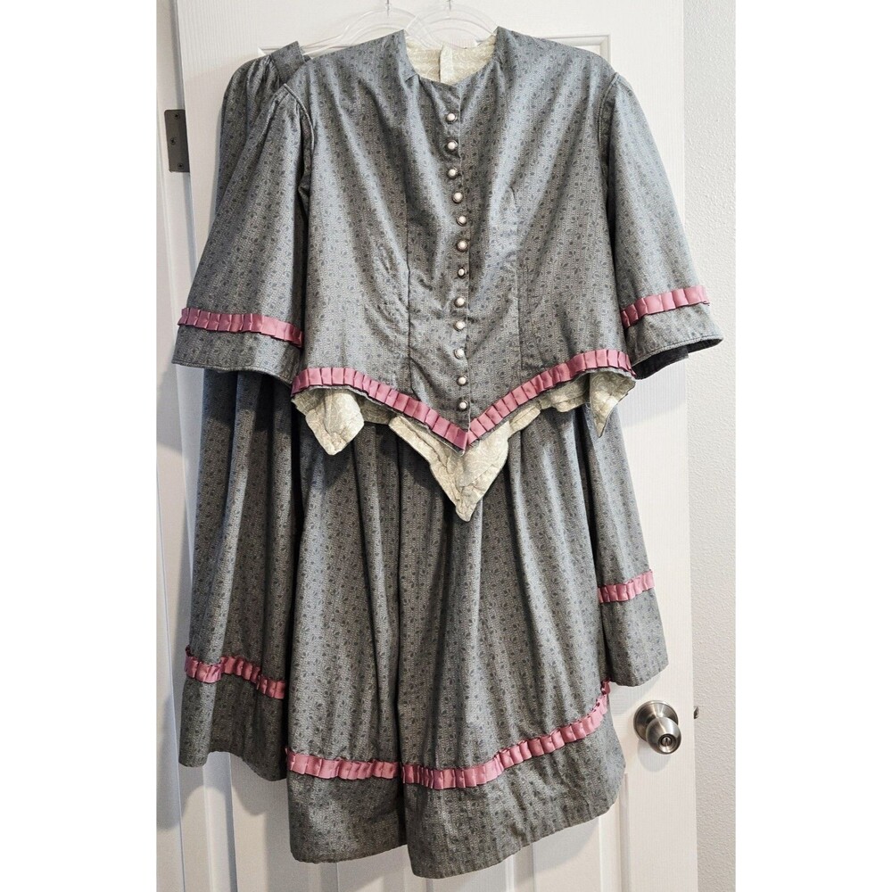 Handmade Victorian Civil War Reenactment Costume Dress Basque Bodice Skirt Set